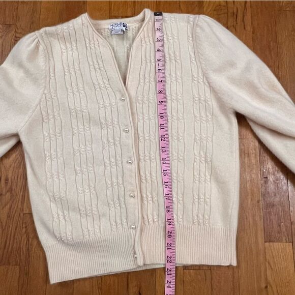 Vintage Adele Joyce Lambswool Angora Beaded Cardigan - Picture 5 of 7